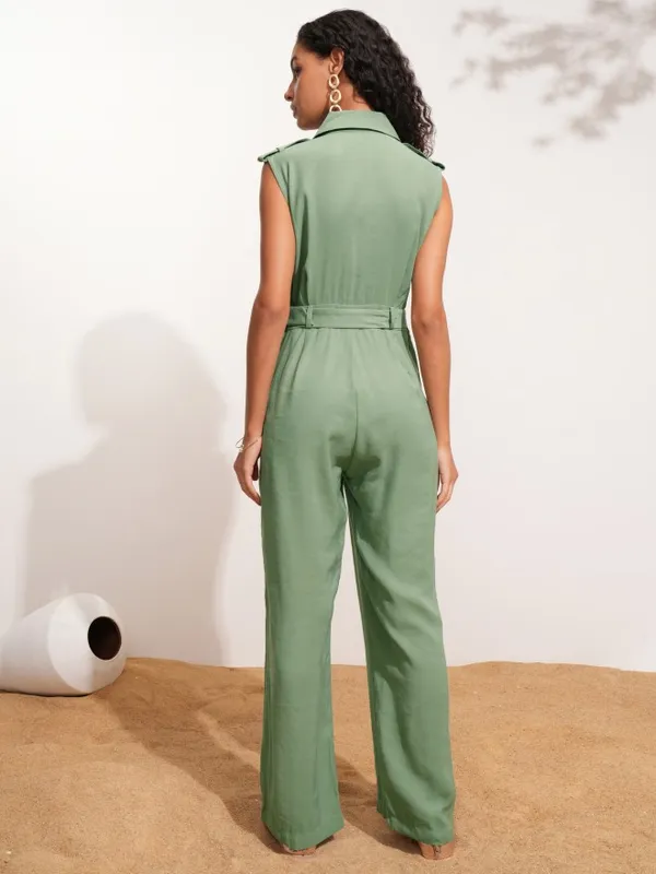Tokyo Talkies Women Green Solid Jumpsuit