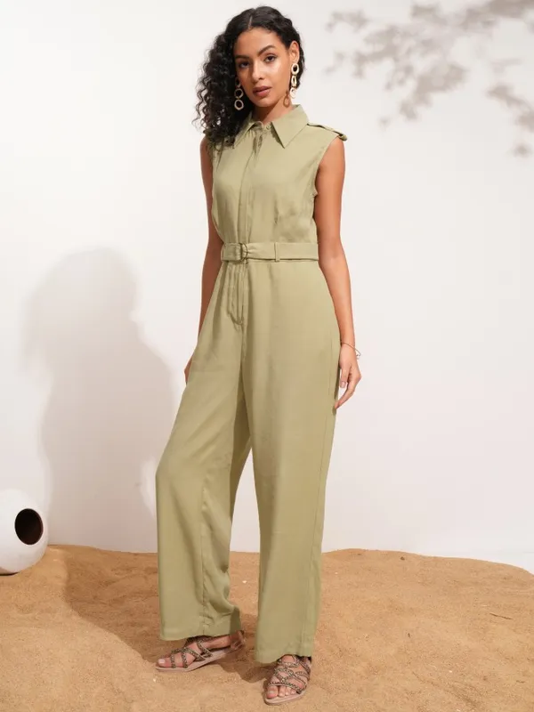 Tokyo Talkies Women Beige Solid Jumpsuit