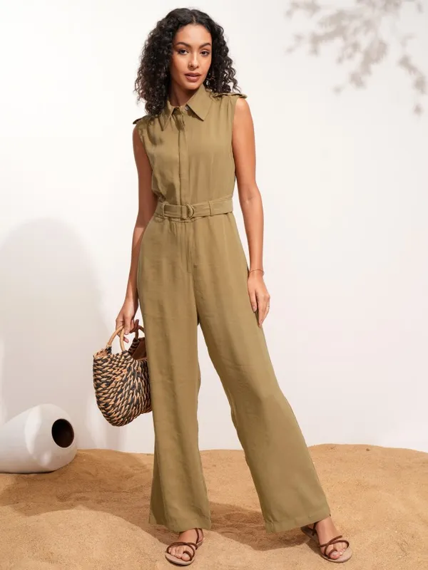 Tokyo Talkies Women Taupe Solid Jumpsuit