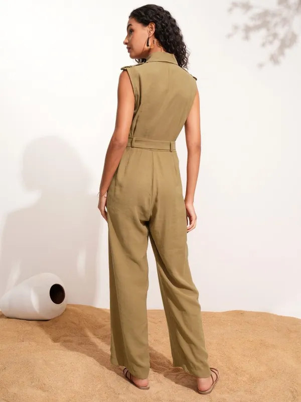 Tokyo Talkies Women Taupe Solid Jumpsuit