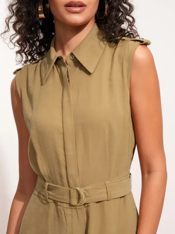 Tokyo Talkies Women Taupe Solid Jumpsuit