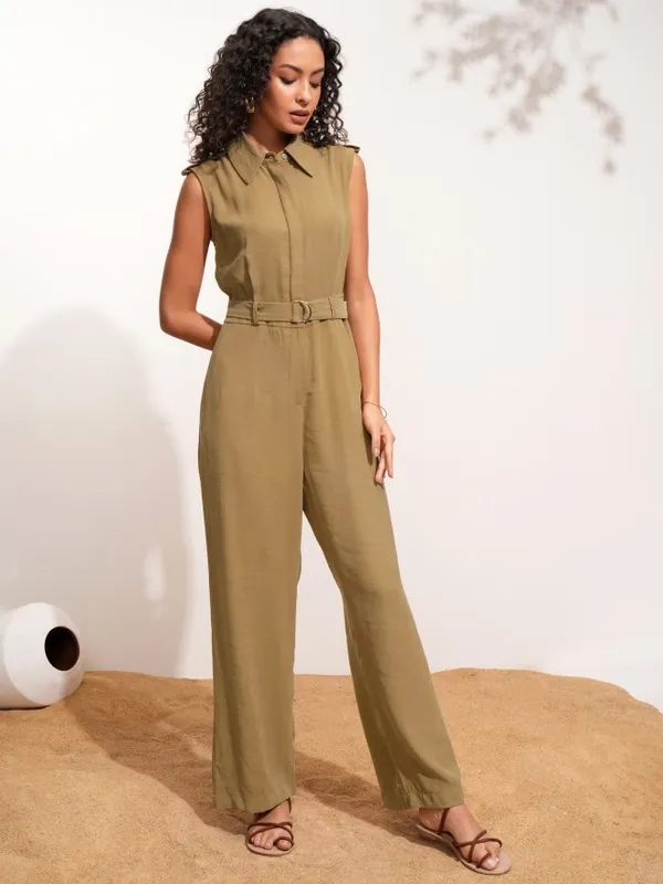Tokyo Talkies Women Taupe Solid Jumpsuit