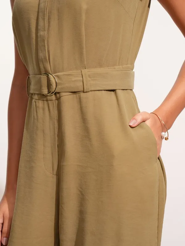 Tokyo Talkies Women Taupe Solid Jumpsuit