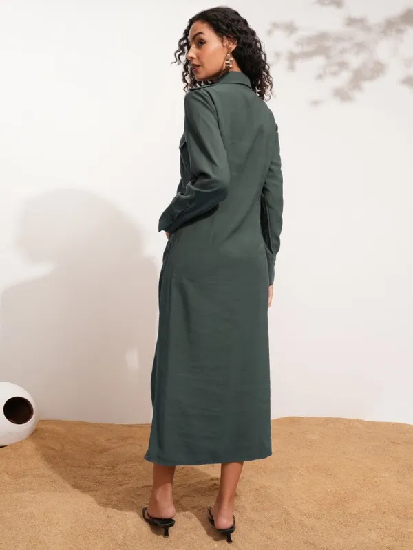 Tokyo Talkies Women Charcoal Solid Shirt Dress