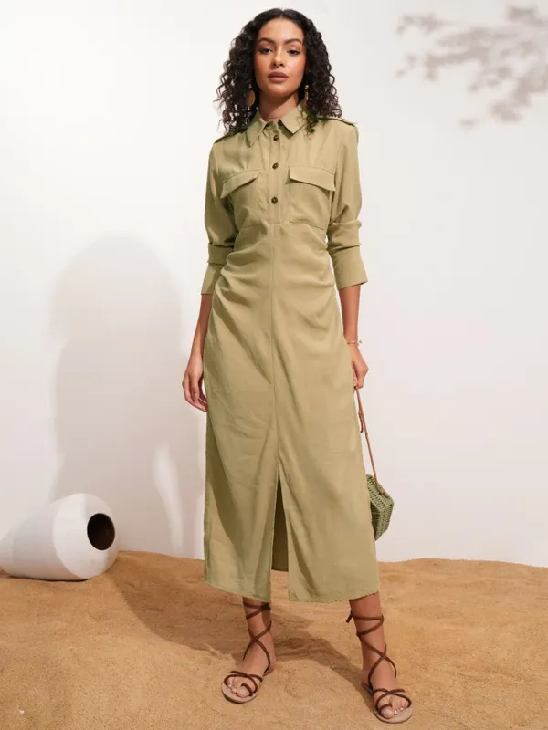Solid Shirt Dress