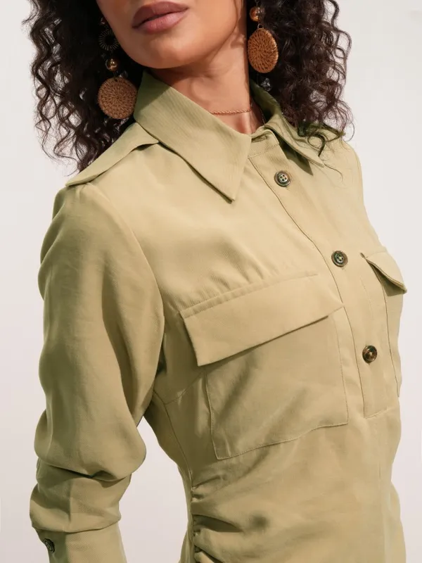 Solid Shirt Dress
