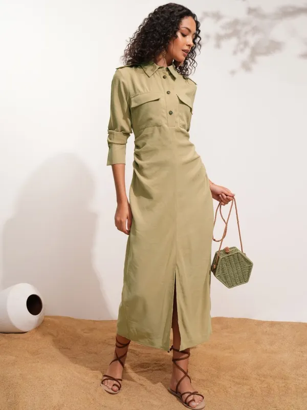 Solid Shirt Dress