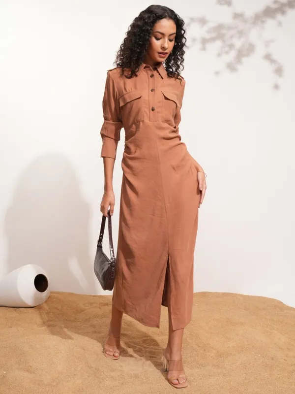 Tokyo Talkies Women Rose Solid Shirt Dress