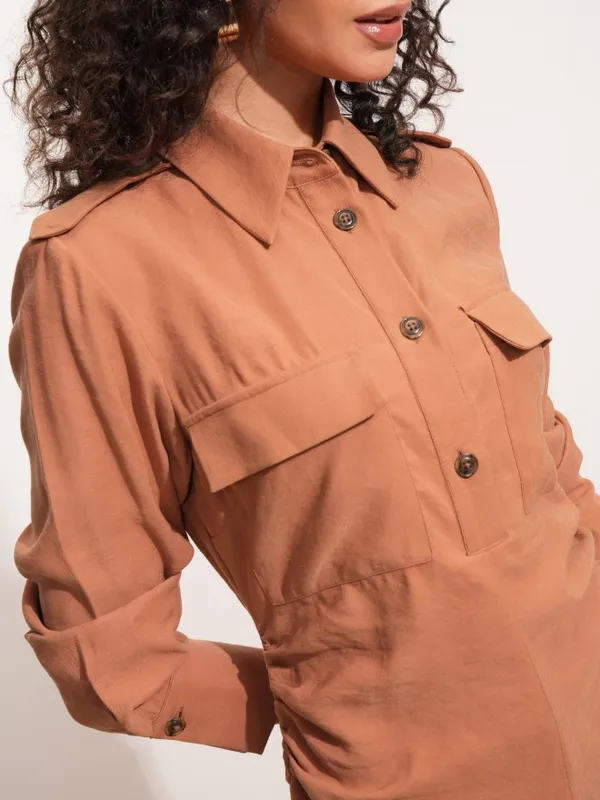 Tokyo Talkies Women Rose Solid Shirt Dress