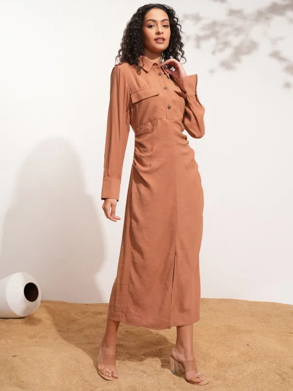 Tokyo Talkies Women Rose Solid Shirt Dress