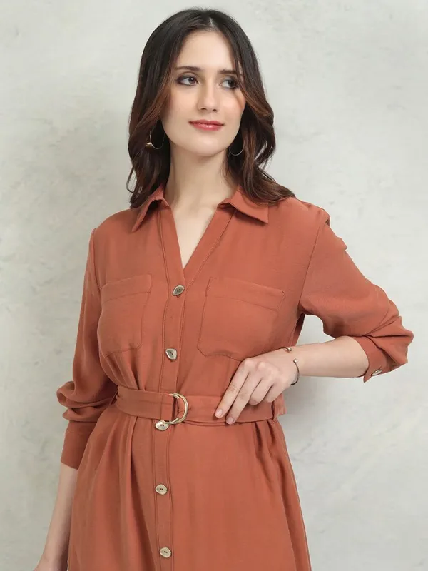 Tokyo Talkies Women Rose Solid Shirt Dress
