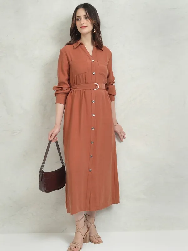 Tokyo Talkies Women Rose Solid Shirt Dress