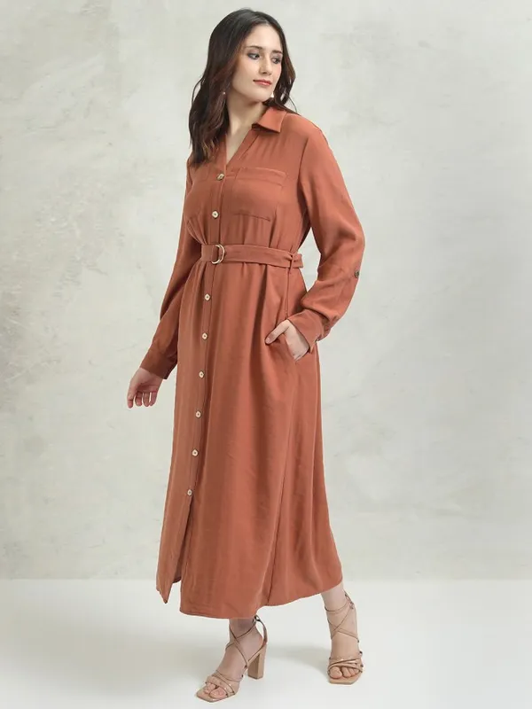 Tokyo Talkies Women Rose Solid Shirt Dress