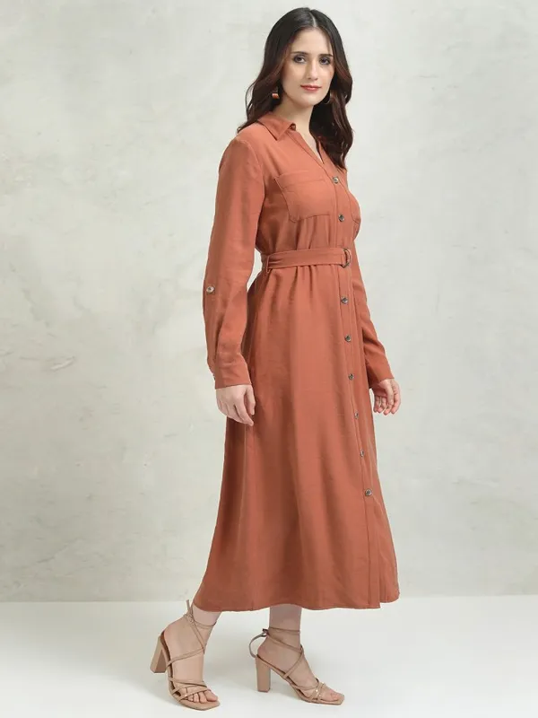 Tokyo Talkies Women Rose Solid Shirt Dress