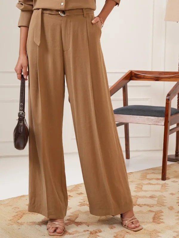 Solid Flared Casual Trouser