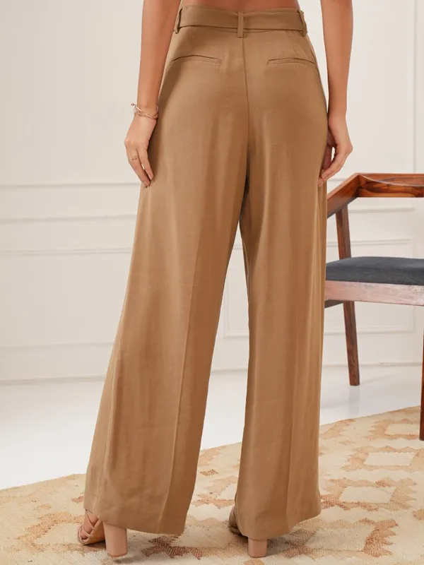 Solid Flared Casual Trouser