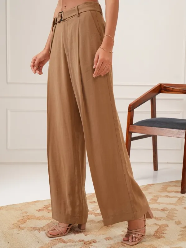Solid Flared Casual Trouser
