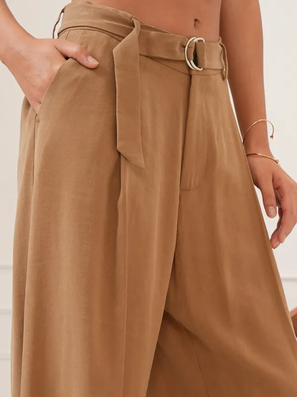 Solid Flared Casual Trouser
