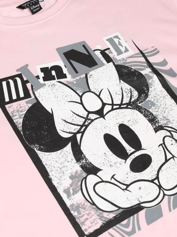 Disney By Tokyo Talkies Women Pink Mickey Mouse Printed Round Neck T-Shirt
