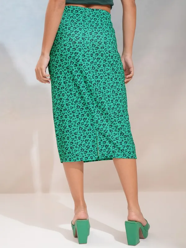 Tokyo Talkies Women Green Midi Skirt
