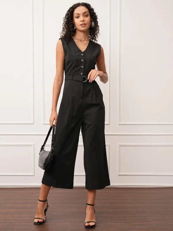 Tokyo Talkies Women Black Solid Jumpsuit