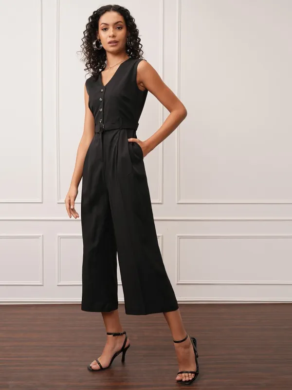 Tokyo Talkies Women Black Solid Jumpsuit
