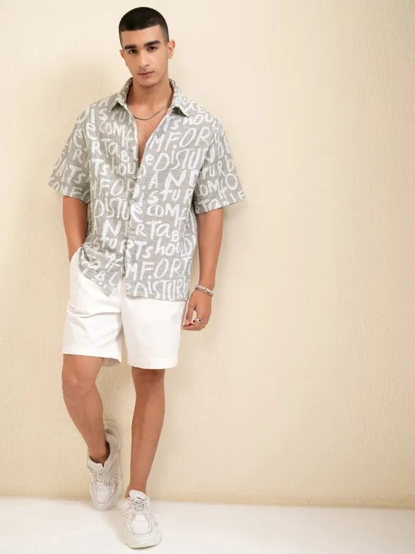 Highlander Men Tan Printed Boxy Fit Casual Shirt