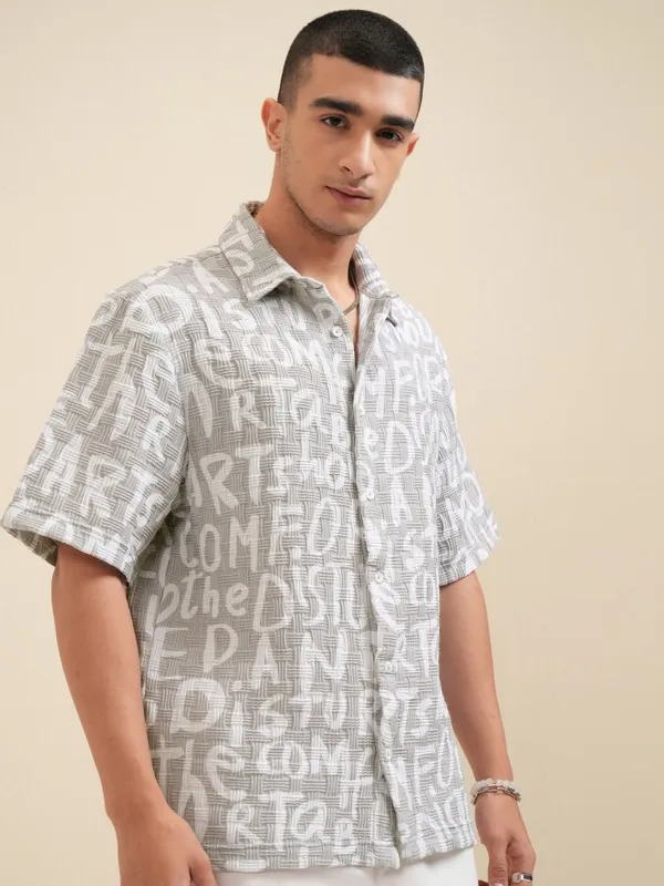 Highlander Men Tan Printed Boxy Fit Casual Shirt