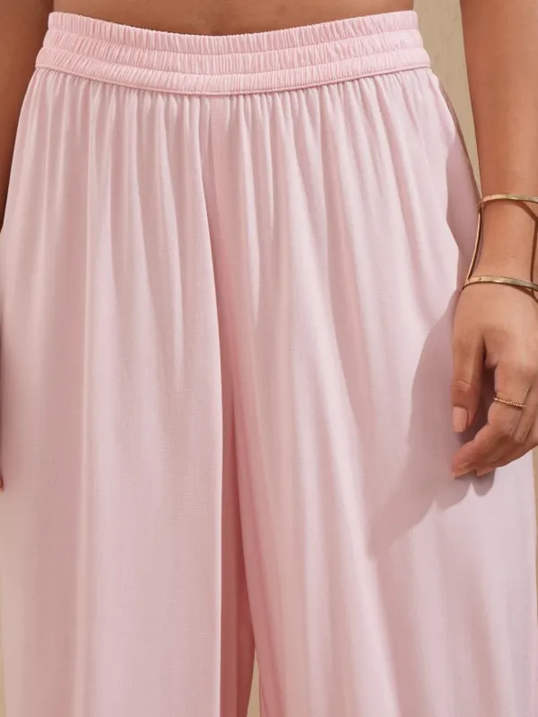 Vishudh Women Pink Embroidered Kurta With Palazzo