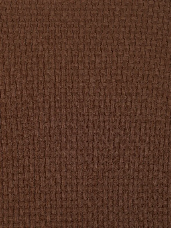 Highlander Men Brown Self Design Round Neck Relaxed Fit T-Shirt
