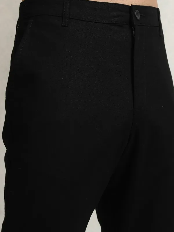 Highlander Men Black Regular Fit  Solid Formal Trousers