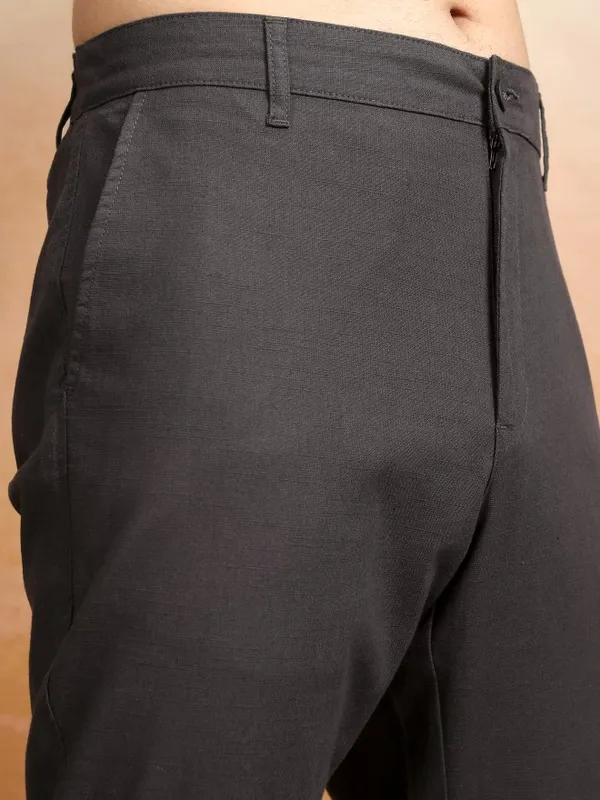 Highlander Men Black Slim Fit Solid Formal Trouser