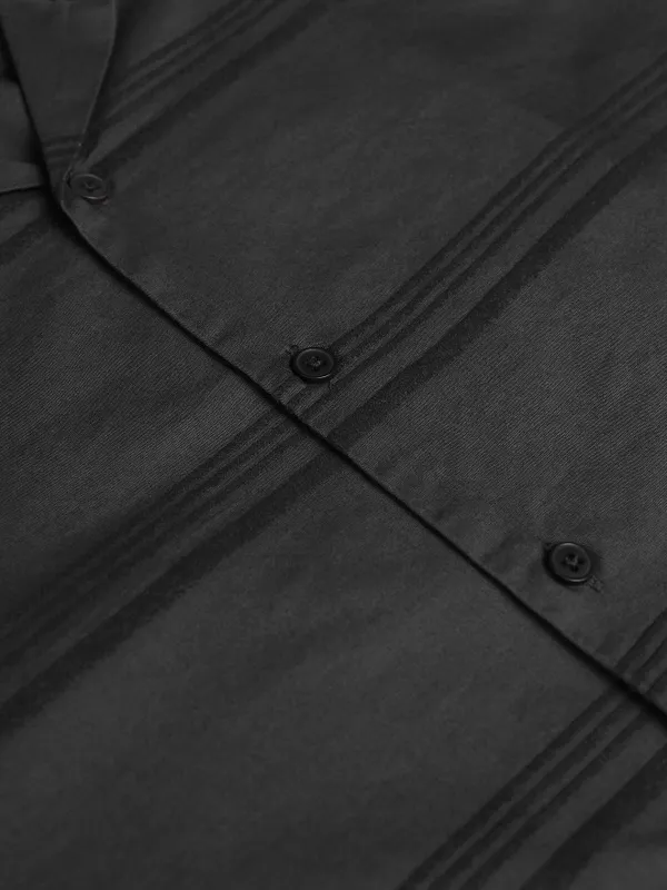 Highlander Men Grey Striped Relaxed Fit Casual Shirt