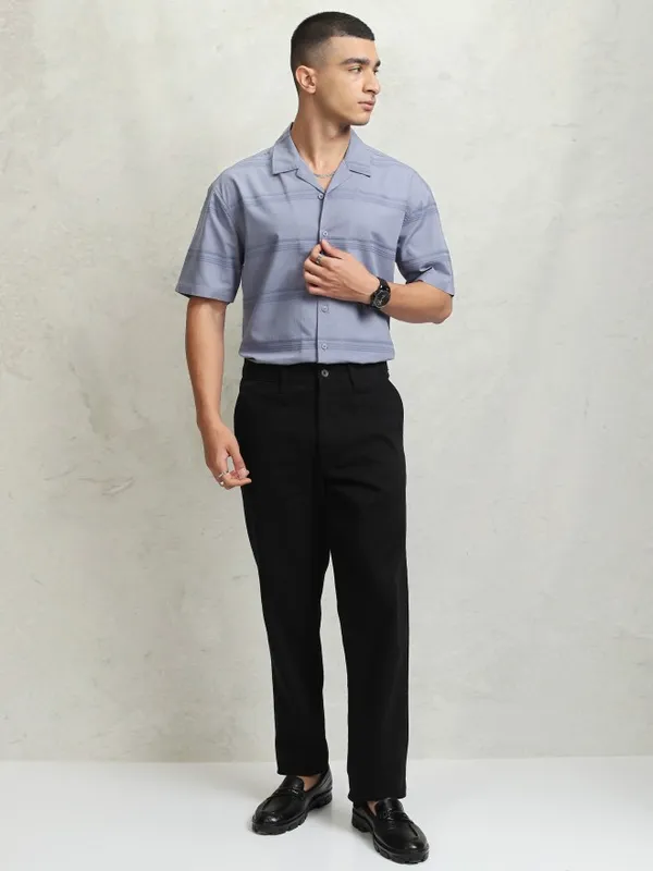 Highlander Men Blue Striped Relaxed Fit Casual Shirt