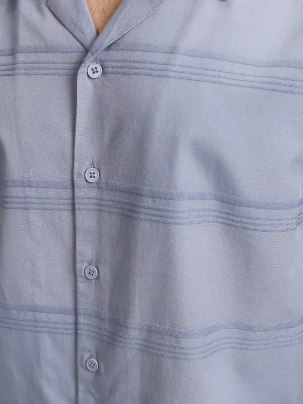 Highlander Men Blue Striped Relaxed Fit Casual Shirt