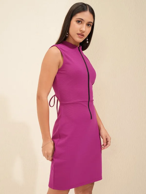 Tokyo Talkies Women Magenta Solid Sheath Dress