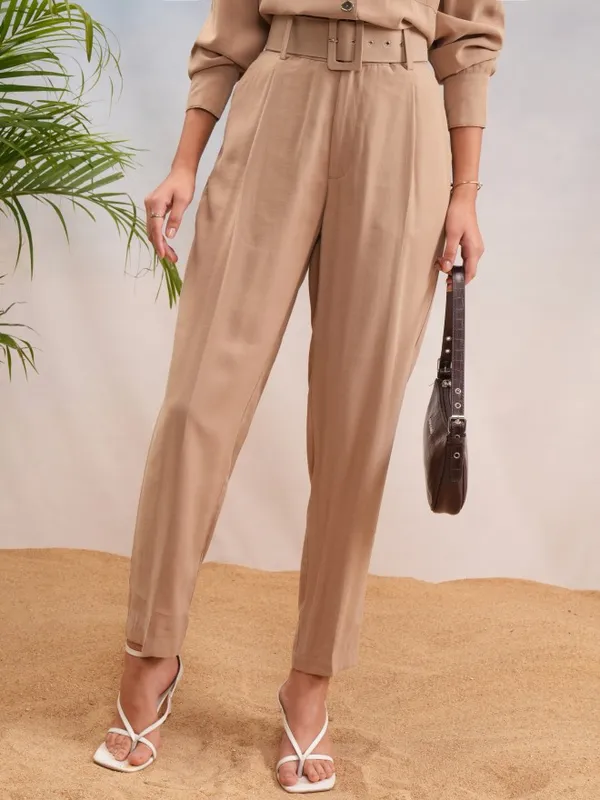 Solid Straight Fit Casual Trouser