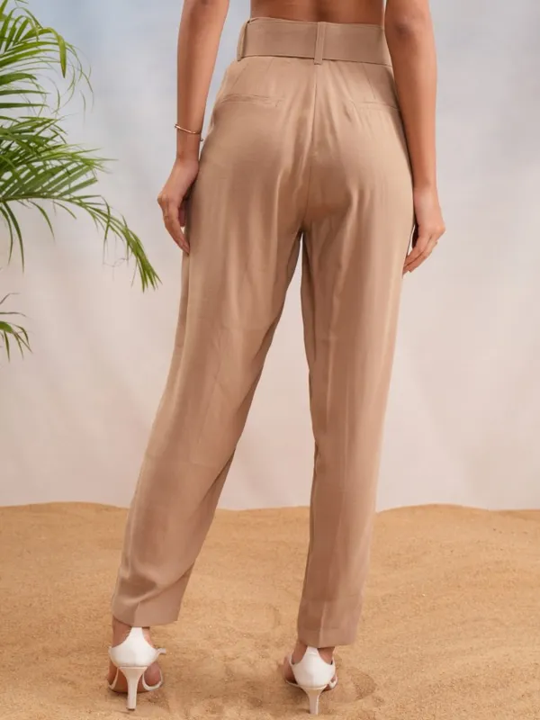 Solid Straight Fit Casual Trouser