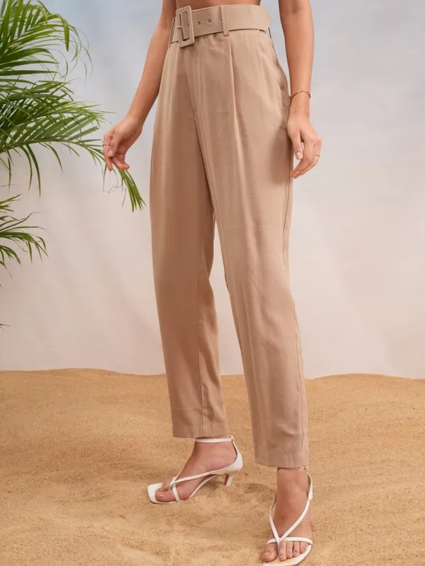 Solid Straight Fit Casual Trouser