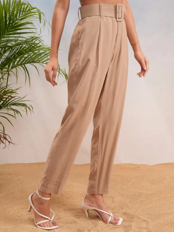 Solid Straight Fit Casual Trouser