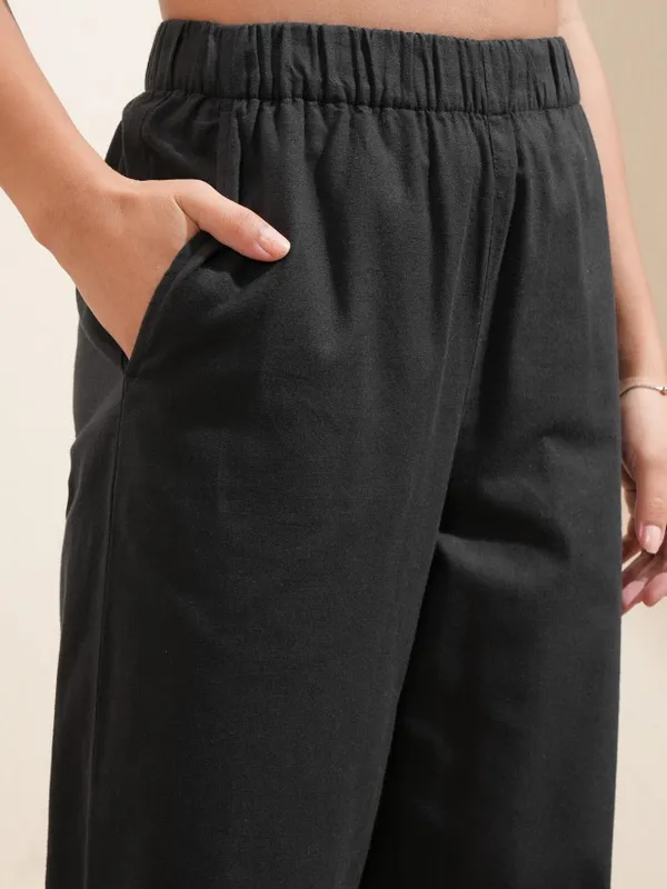 Tokyo Talkies Women Black Regular Solid Regular Trouser