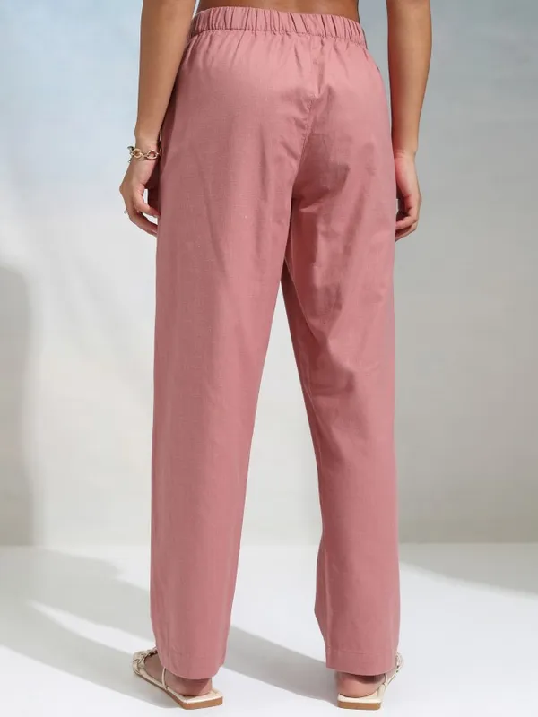 Tokyo Talkies Women Pink Regular Solid Regular Trouser