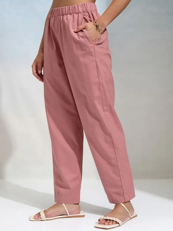 Tokyo Talkies Women Pink Regular Solid Regular Trouser