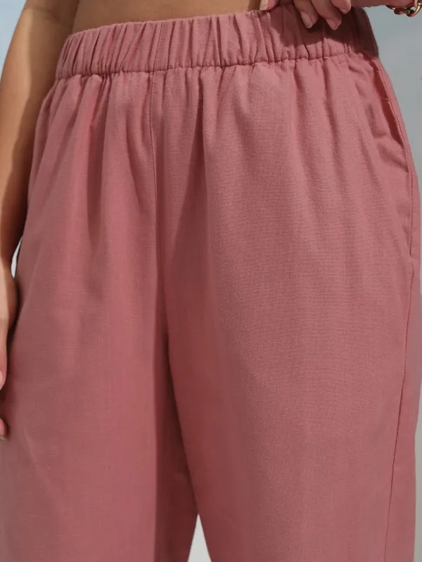 Tokyo Talkies Women Pink Regular Solid Regular Trouser