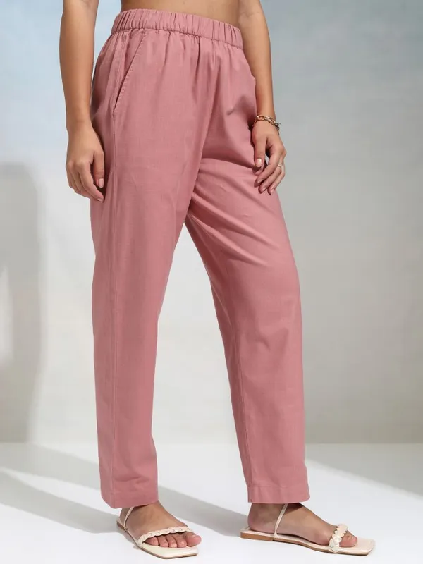 Tokyo Talkies Women Pink Regular Solid Regular Trouser