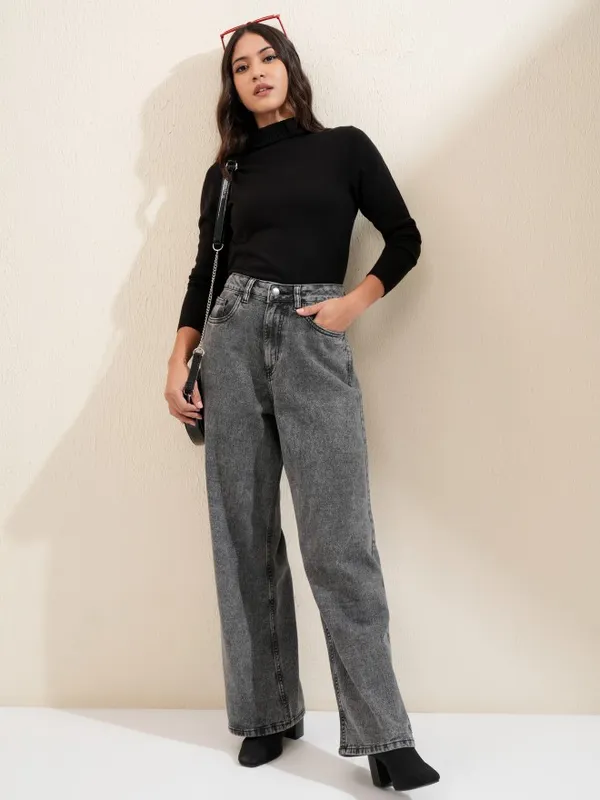 Tokyo Talkies Women Grey Wide Leg Jeans