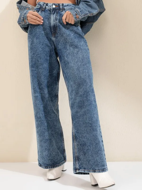 Tokyo Talkies Women Blue Wide Leg Jeans