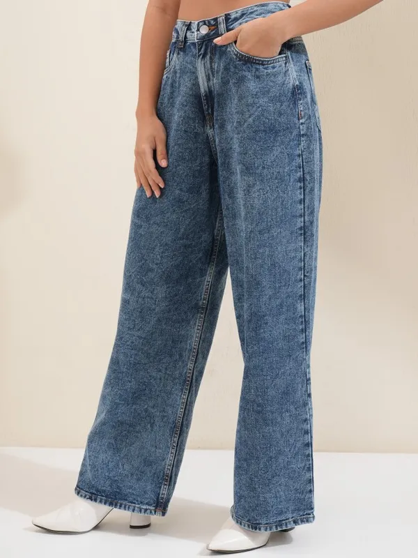 Tokyo Talkies Women Blue Wide Leg Jeans