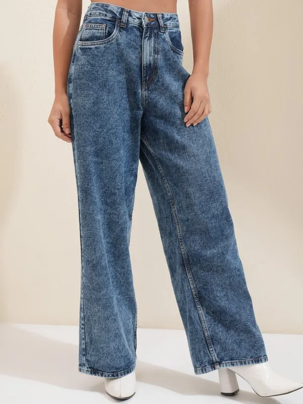 Tokyo Talkies Women Blue Wide Leg Jeans