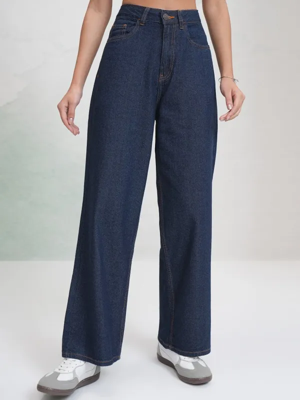 Tokyo Talkies Women Blue Wide Leg Jeans